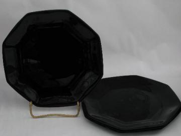 catalog photo of Arcoroc - France, vintage black glass salad plates, Octime