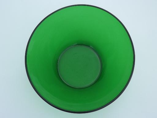 photo of Arcoroc French kitchen glass salad bowl, retro forest green colored glass #2