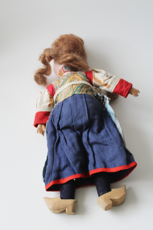 photo of Armand Marseilles Germany antique china doll, open mouth with teeth, glass sleep eyes, Dutch clogs & original clothes  #9