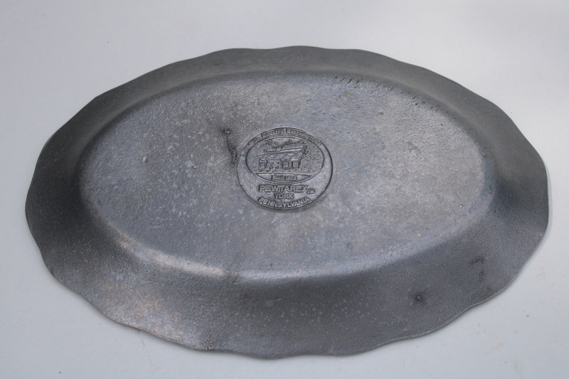 photo of Armetale style bread tray w/ Penna Dutch saying Plump Wife Big Barn, vintage Pewtarex York PA #3