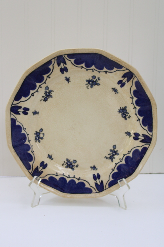 photo of Art deco vintage Royal Doulton china dinner plate Kay pattern hand painted blue and white #1