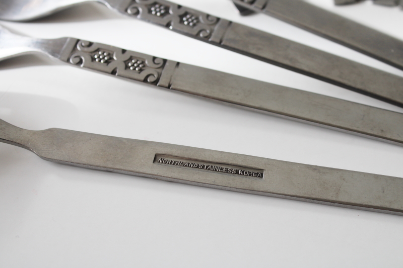 photo of Artistic pattern vintage Northland stainless flatware, 70s Scandi mod style #2