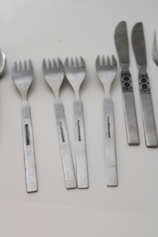photo of Artistic pattern vintage Northland stainless flatware, 70s Scandi mod style #5