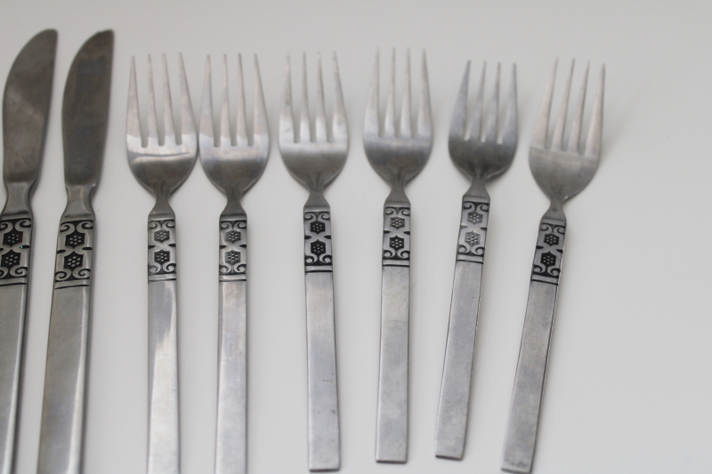 photo of Artistic pattern vintage Northland stainless flatware, 70s Scandi mod style #6