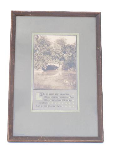 photo of Arts & Crafts antique sepia tone motto print, original period vintage wood frame #1