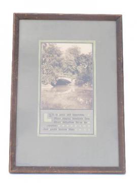 catalog photo of Arts & Crafts antique sepia tone motto print, original period vintage wood frame