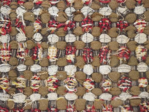 photo of Arts & Crafts era hand woven wool rag rug table mat, vintage 20s - 30s #3