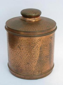 catalog photo of Arts & Crafts hammered copper, vintage cigar humidor