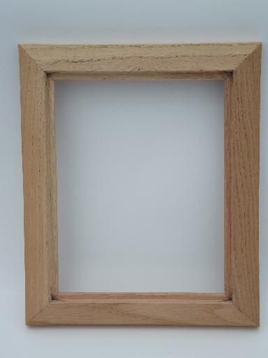 photo of Arts & Crafts vintage carved oak picture frame, natural unfinished wood #3