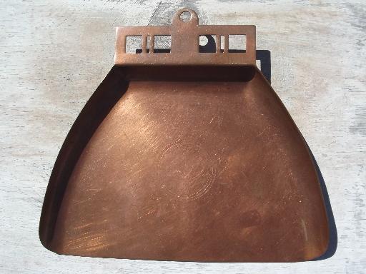 photo of Arts & Crafts vintage copper silent butler crumb pan sweeper brush set #2