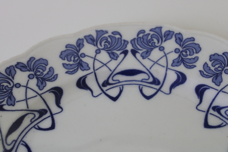 photo of Arts & Crafts antique vintage ironstone plate blue & white Roycroft style Onondaga OP Co Syracuse china  #2