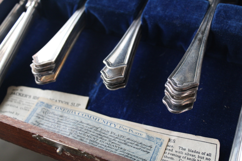 photo of Ashley AKA Vernon 1920s vintage Oneida silver plate flatware set in wood case #8