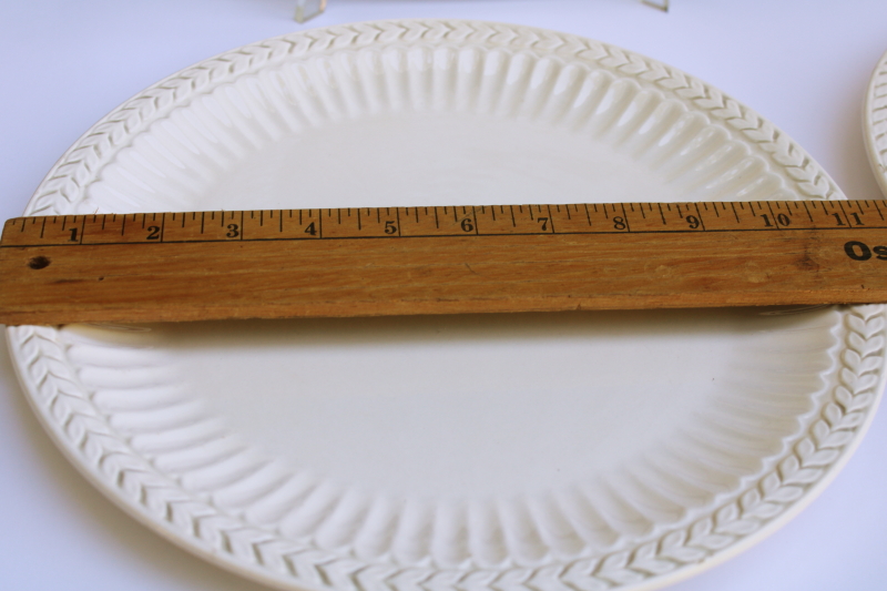 photo of Athena creamy white ironstone dinner plates w/ embossed laurel band border, American Atelier China  #5