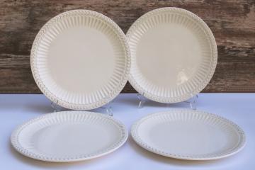 catalog photo of Athena creamy white ironstone dinner plates w/ embossed laurel band border, American Atelier China 