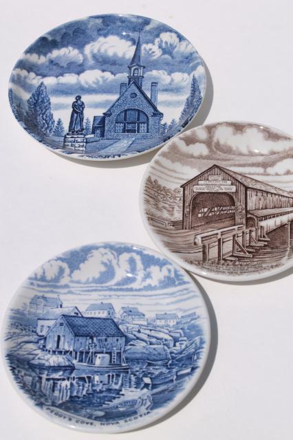 photo of Atlantic Canada scenes transferware china mini plates, Wood & Sons Staffordshire #1