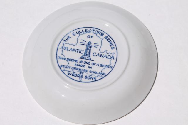 photo of Atlantic Canada scenes transferware china mini plates, Wood & Sons Staffordshire #5