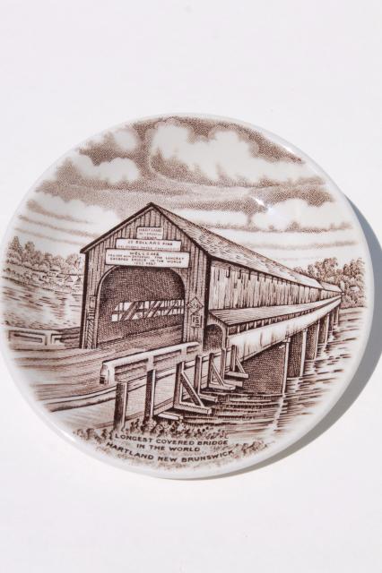 photo of Atlantic Canada scenes transferware china mini plates, Wood & Sons Staffordshire #6