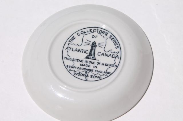 photo of Atlantic Canada scenes transferware china mini plates, Wood & Sons Staffordshire #8