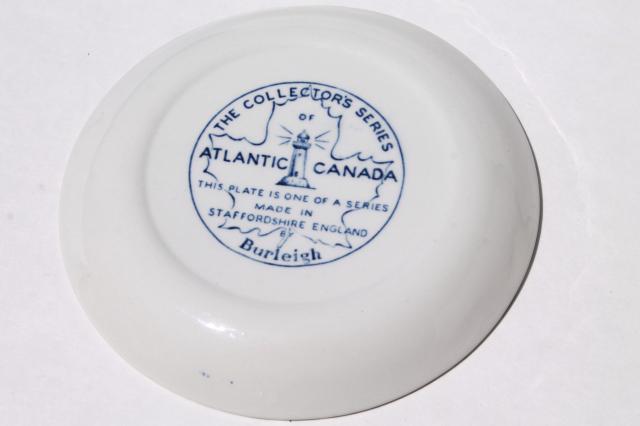 photo of Atlantic Canada scenes transferware china mini plates, Wood & Sons Staffordshire #10