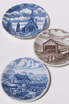 catalog photo of Atlantic Canada scenes transferware china mini plates, Wood & Sons Staffordshire