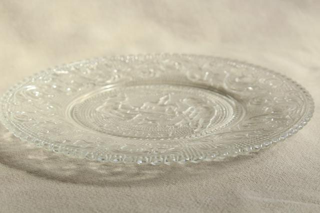 photo of August birthday month sandwich pattern pressed glass plate, vintage Tiara / Indiana  #4