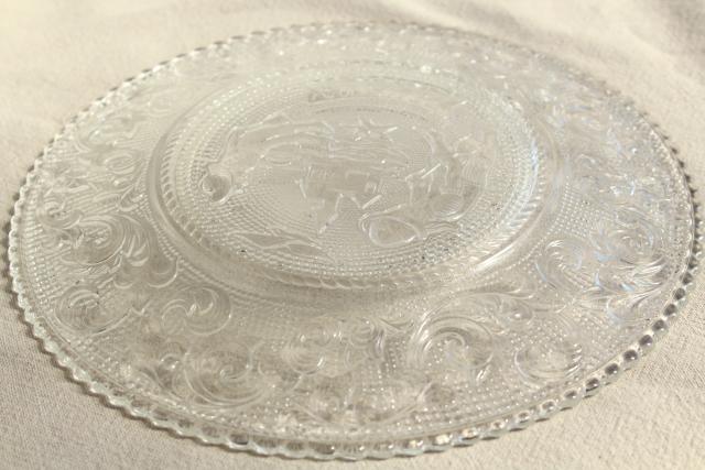 photo of August birthday month sandwich pattern pressed glass plate, vintage Tiara / Indiana  #5