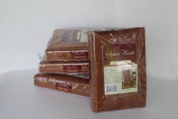 catalog photo of Autumn Harvest bronze brocade fabric chair covers, set of four mint in package