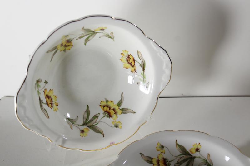 photo of Autumn Mist yellow coreopsis flowers vintage Canonsburg china chowder bowls w/ handles #2