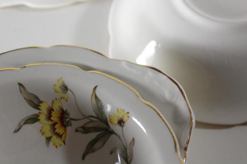 photo of Autumn Mist yellow coreopsis flowers vintage Canonsburg china chowder bowls w/ handles #5