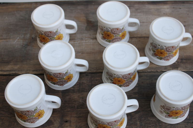 photo of Autumn bouquet set of 8 vintage Carico Japan casual stoneware china mugs fall floral print dishes  #6