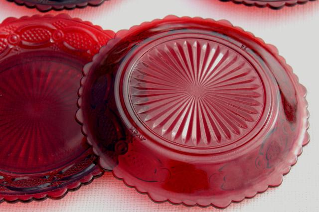photo of Avon Cape Cod vintage royal ruby red glass salad plates, set of 6 #4