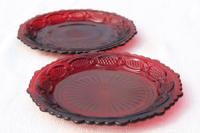 photo of Avon Cape Cod vintage royal ruby red glass salad plates, set of 6 #7
