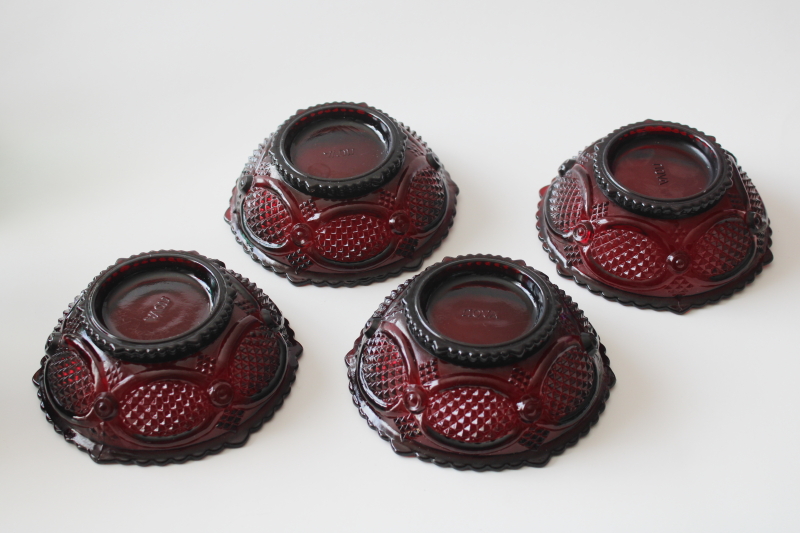 photo of Avon Cape Cod vintage ruby red glass small trinket dish sized dessert bowls set  #6