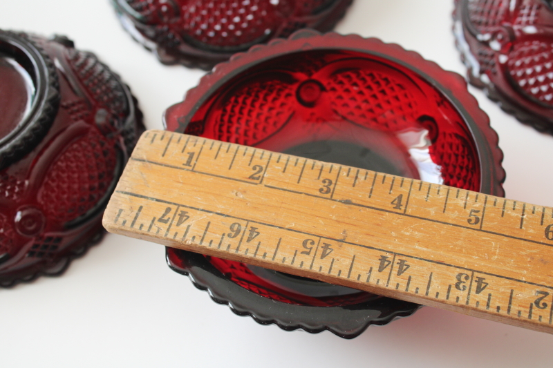 photo of Avon Cape Cod vintage ruby red glass small trinket dish sized dessert bowls set  #7