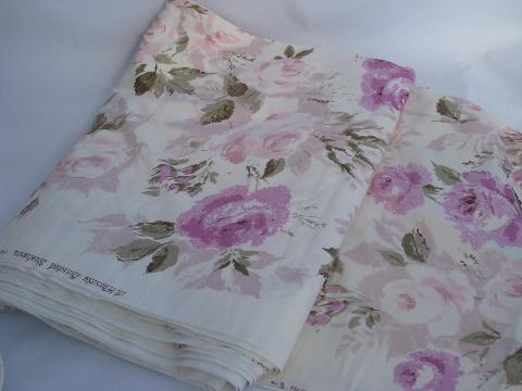 photo of Avon Rose vintage Waverly polished cotton decorator fabric, lavender roses #1