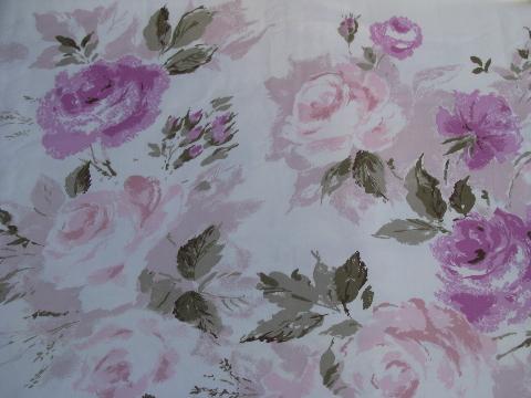 photo of Avon Rose vintage Waverly polished cotton decorator fabric, lavender roses #2