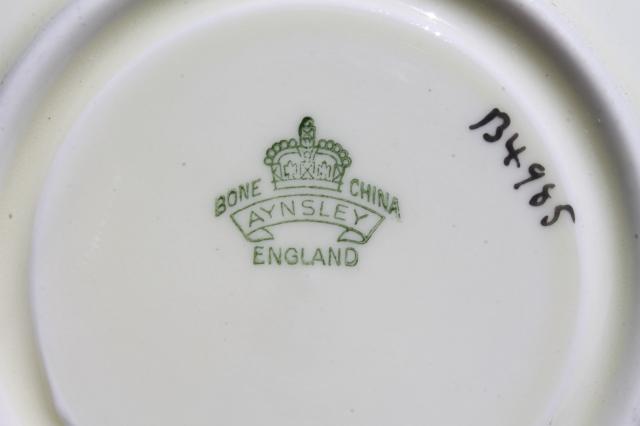 photo of Aynsley English bone china teacups & saucers w/ colored bands, 6 vintage tea cup sets #8