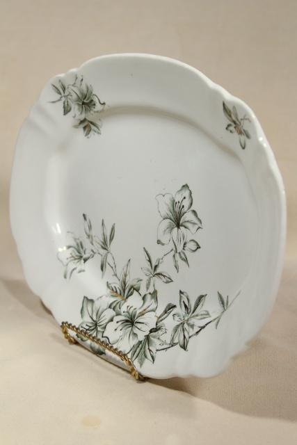 photo of Azalea pattern antique green transferware platter English earthenware or ironstone #1