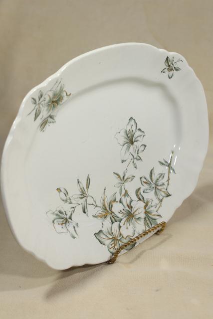 photo of Azalea pattern antique green transferware platter English earthenware or ironstone #2