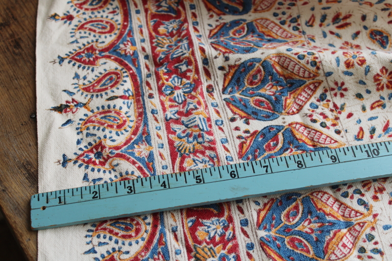 photo of Aziz Atrian Esfahan Iran ghalamkar fringed paisley block print cotton fabric tablecloth  #8