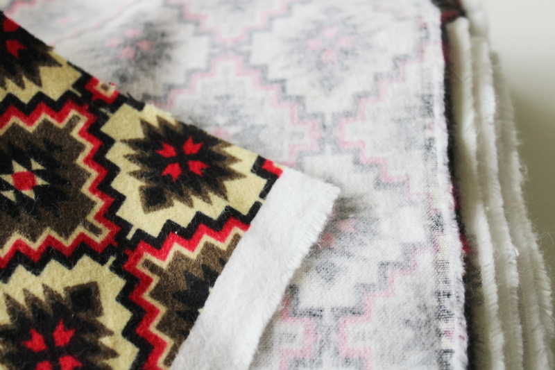 photo of Aztec print cotton flannel fabric new 6 1/2 yards, western southwest Indian blanket print tan black red  #5
