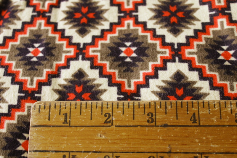 photo of Aztec print cotton flannel fabric new 6 1/2 yards, western southwest Indian blanket print tan black red  #6