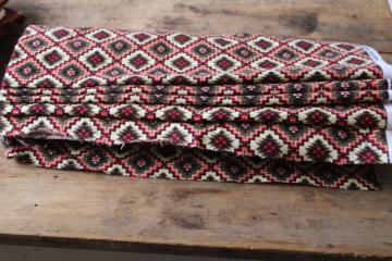 Aztec print cotton flannel fabric new 6 1/2 yards, western southwest Indian blanket print tan black red 