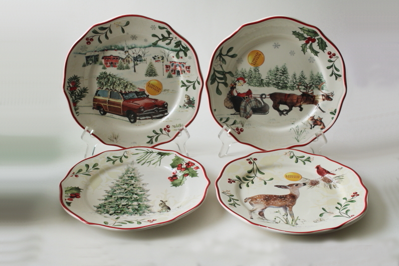 photo of BH&G Walmart Christmas scenes wildlife winter holiday salad or dessert plates, farmhouse style  #1