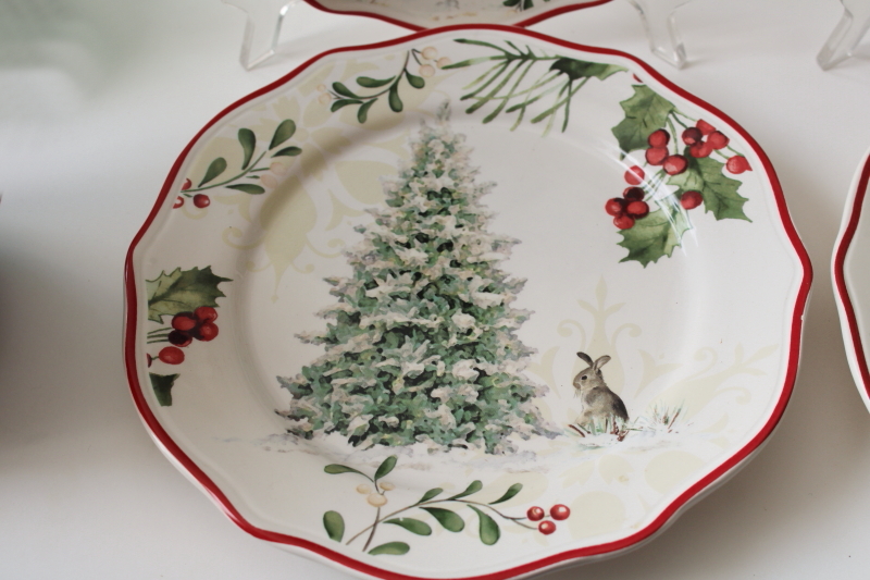 photo of BH&G Walmart Christmas scenes wildlife winter holiday salad or dessert plates, farmhouse style  #3