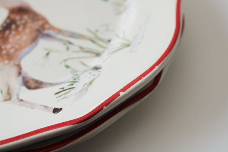 photo of BH&G Walmart Christmas scenes wildlife winter holiday salad or dessert plates, farmhouse style  #6