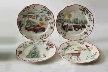 catalog photo of BH&G Walmart Christmas scenes wildlife winter holiday salad or dessert plates, farmhouse style 