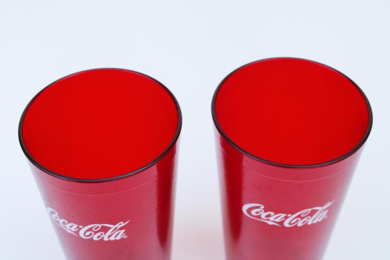 photo of BIG Coca Cola red plastic drinking glasses, Silite type textured tumblers Coke #3