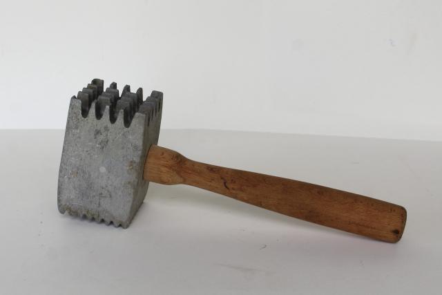 photo of BIG old kitchen mallet, vintage ice breaker or meat hammer masher tenderizer #1