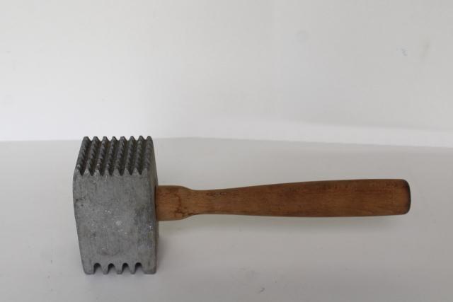 photo of BIG old kitchen mallet, vintage ice breaker or meat hammer masher tenderizer #2